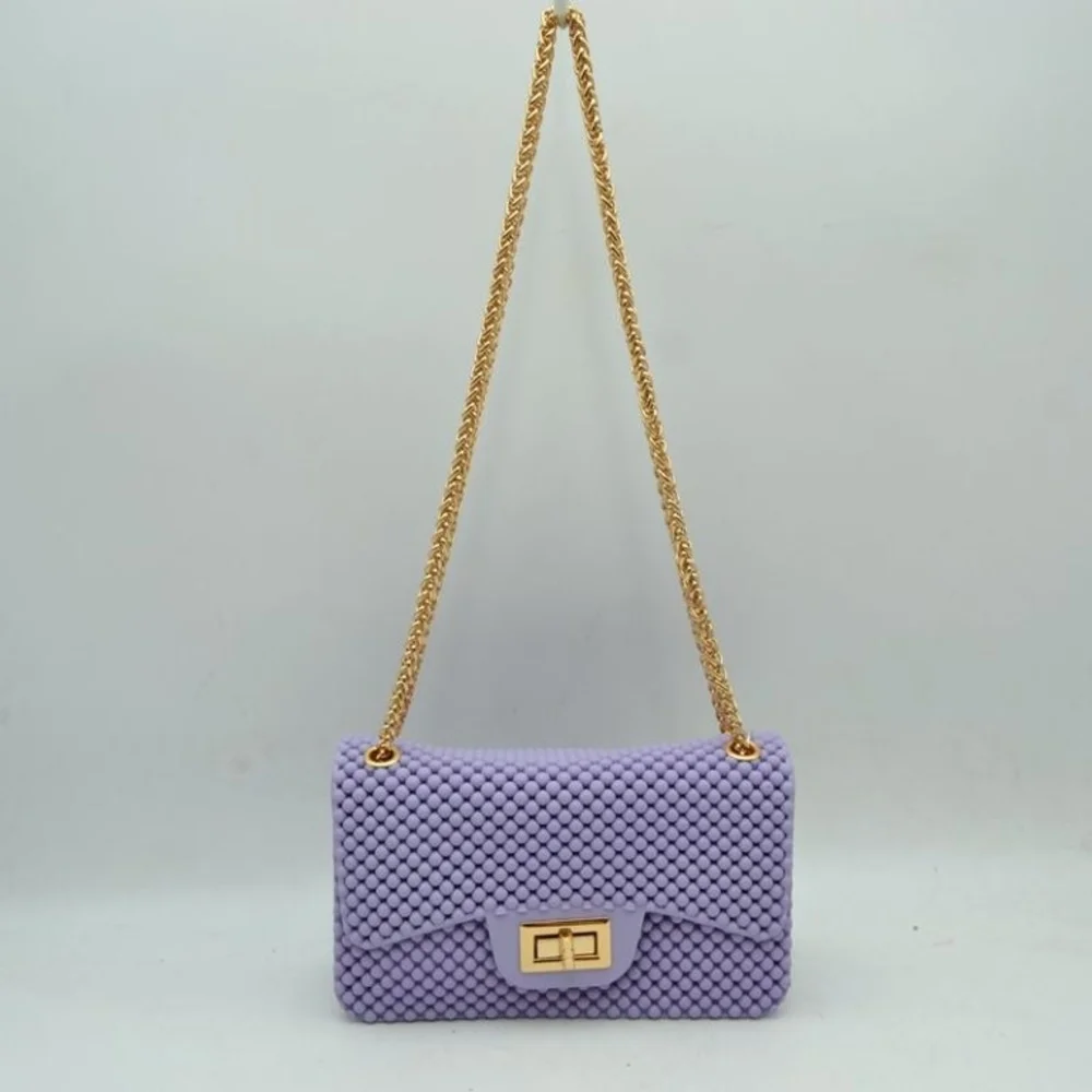Chic Lavender Crossbody Bag with Gold Chain - Picture 1 of 1